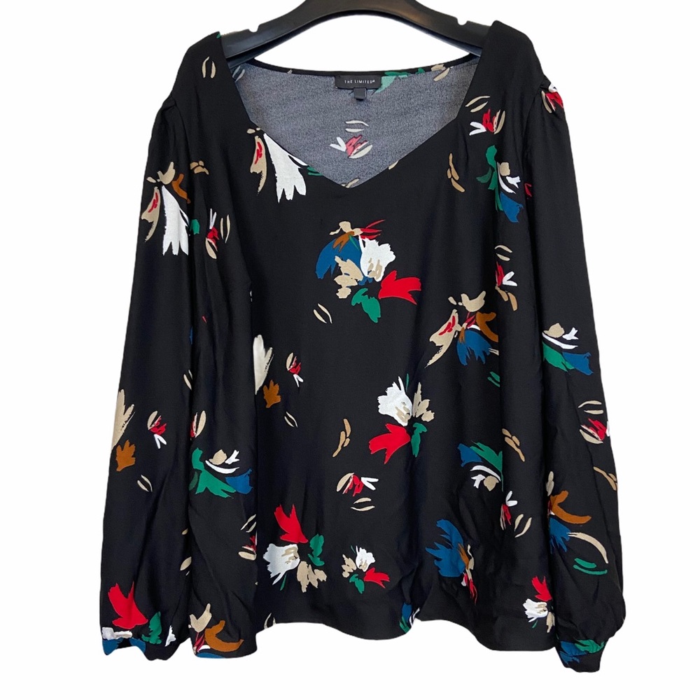 4/$25 The Limited navy blouse red blue green pattern